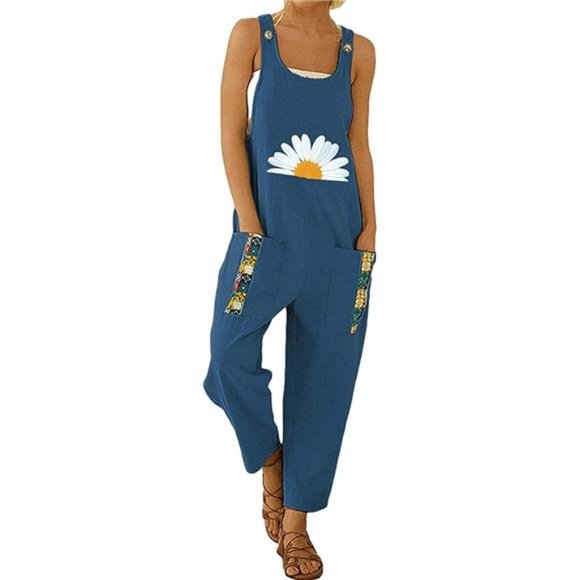 Dresses & Skirts - Women's Casual Loose Baggy Bib Overalls Cotton Linen Pants Jumpsuits Rompers